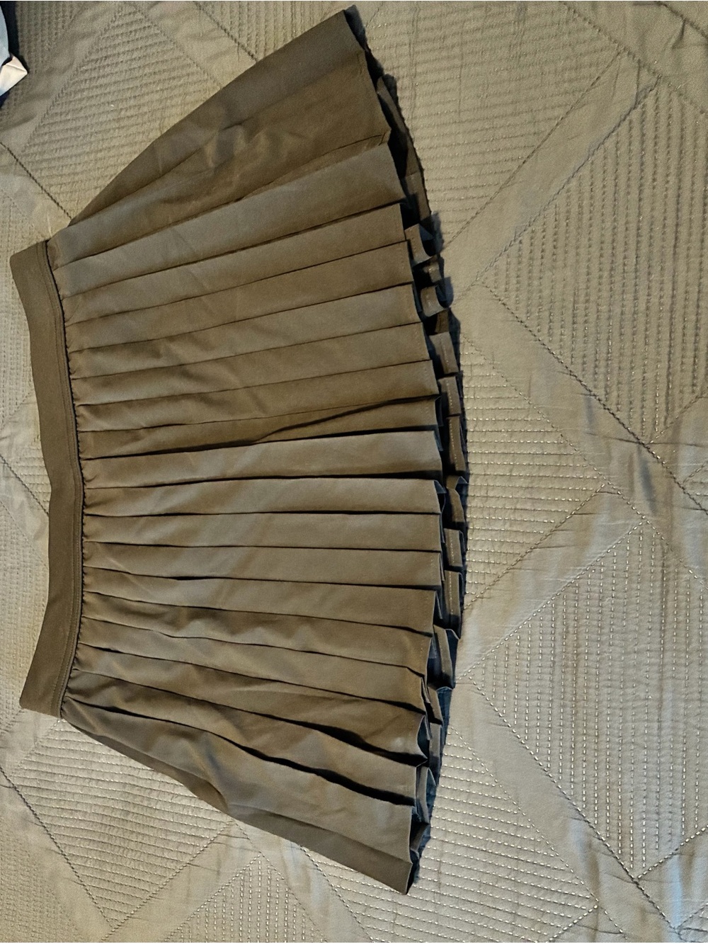 No Boundaries Olive Green Pleated Skater Skirt